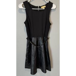 Vera Wang Princess Belted Leather Skirt Fit and Flare Dress Size 5 Junior